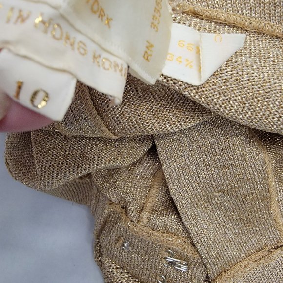 Vintage Jeri Jo New York Gold Metal thread Knit Top Long Maxi Skirt Hong Kong M - Picture 14 of 14